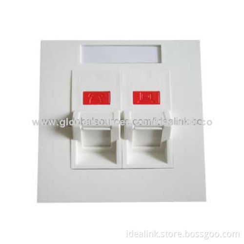 Angled Faceplate with Single Ports, Used for RJ45 and RJ11 Jacks